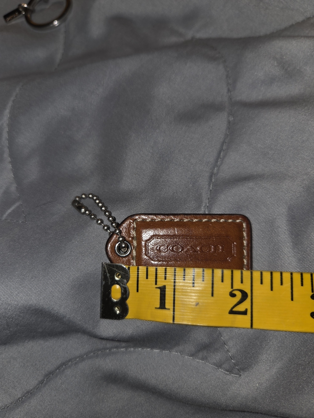 COACH Brown Leather Key Tag with Ball Chain